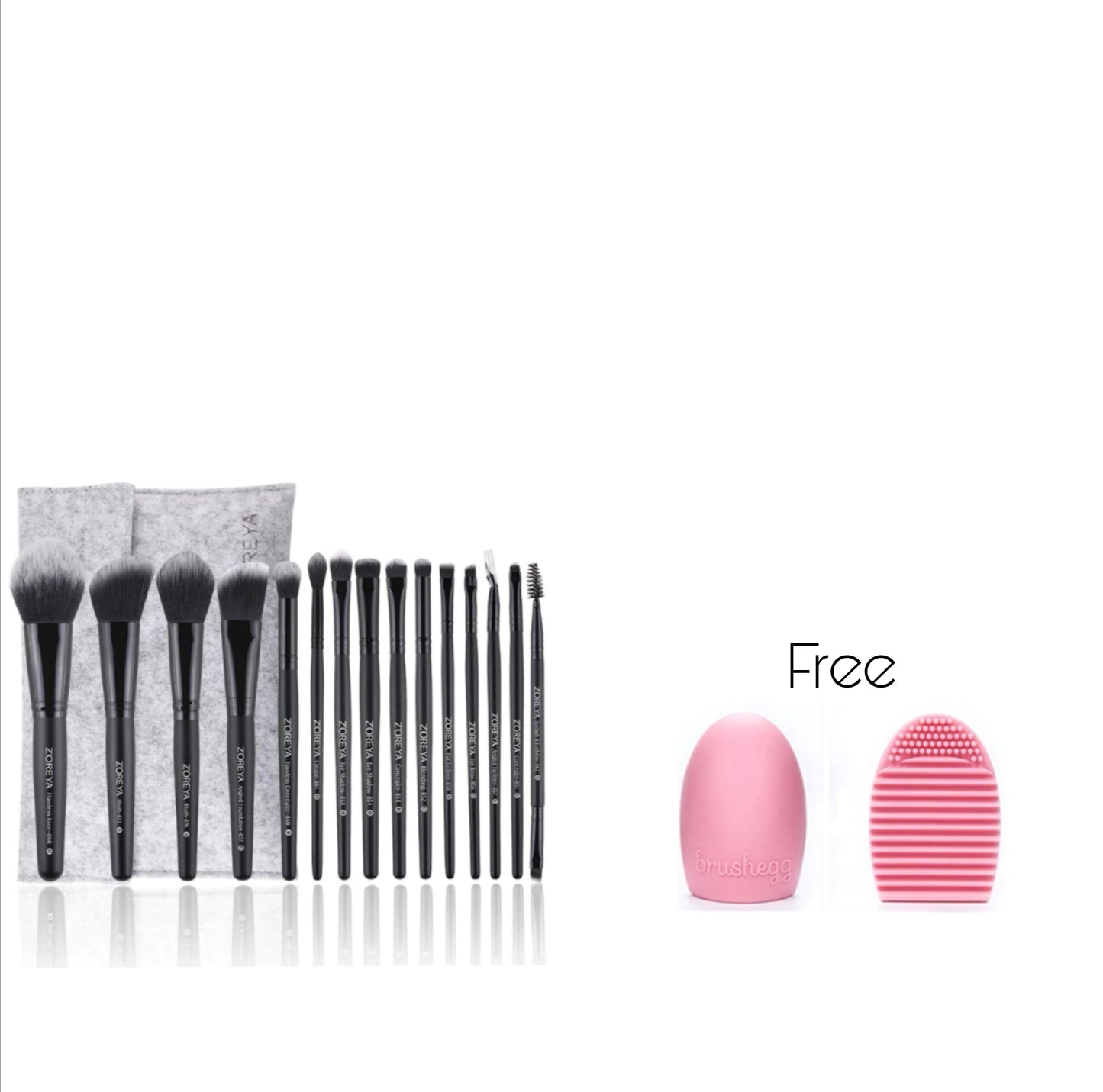 Z'OREYA 15 Makeup Brush Set + Free Brush Cleaner Bundle