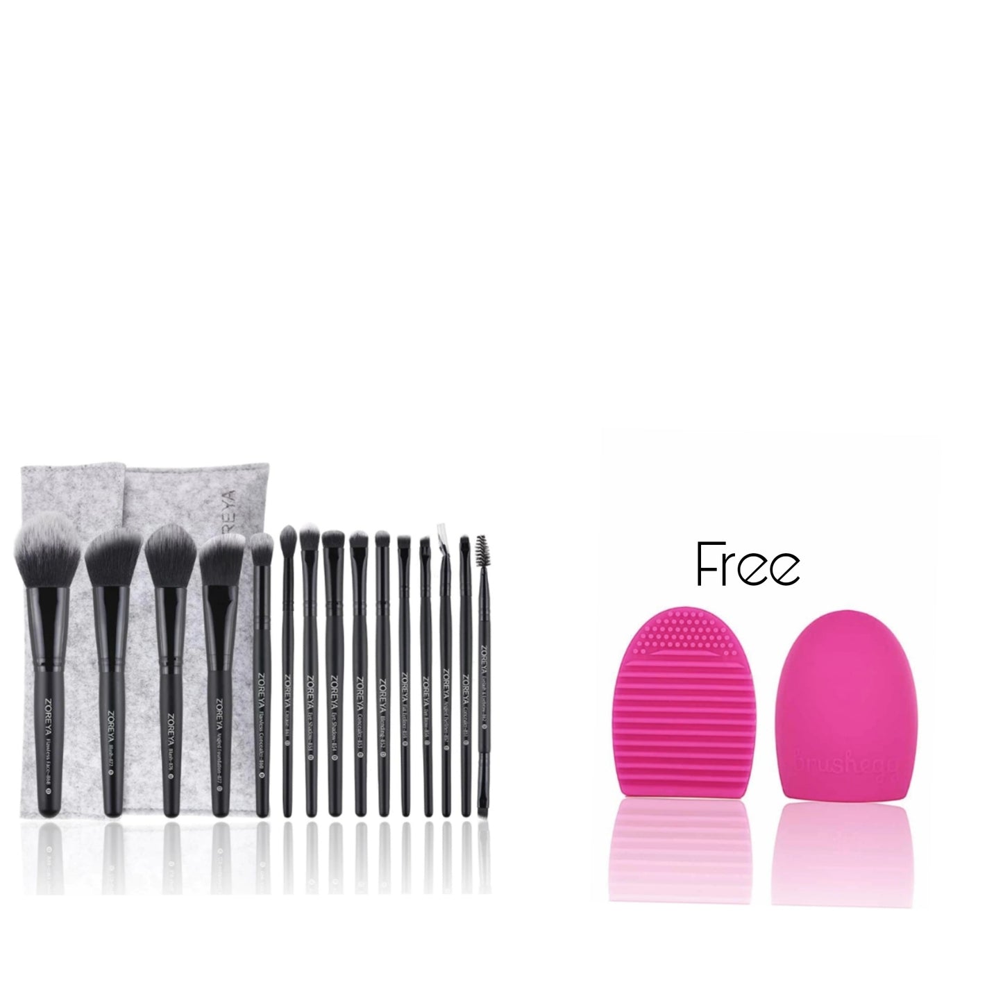 Z'OREYA 15 Makeup Brush Set + Free Brush Cleaner Bundle
