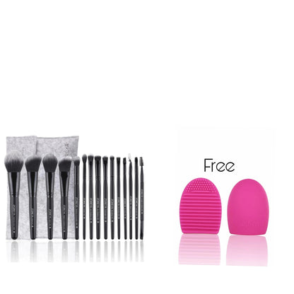 Z'OREYA 15 Makeup Brush Set + Free Brush Cleaner Bundle