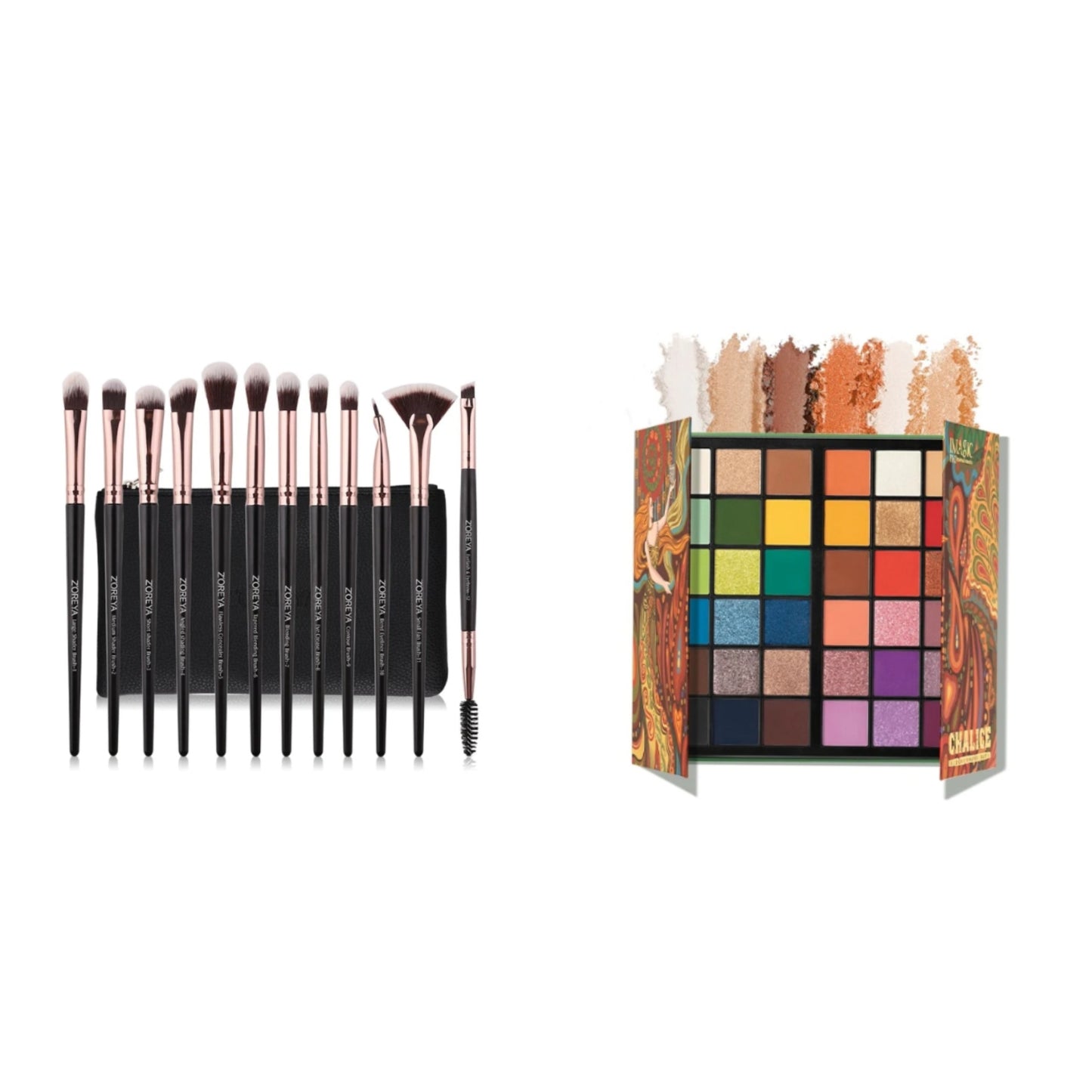 IMAGIC 35/36 Color Eyeshadow Makeup Palette + 12 pcs Z'oreya Brush Set Bundle