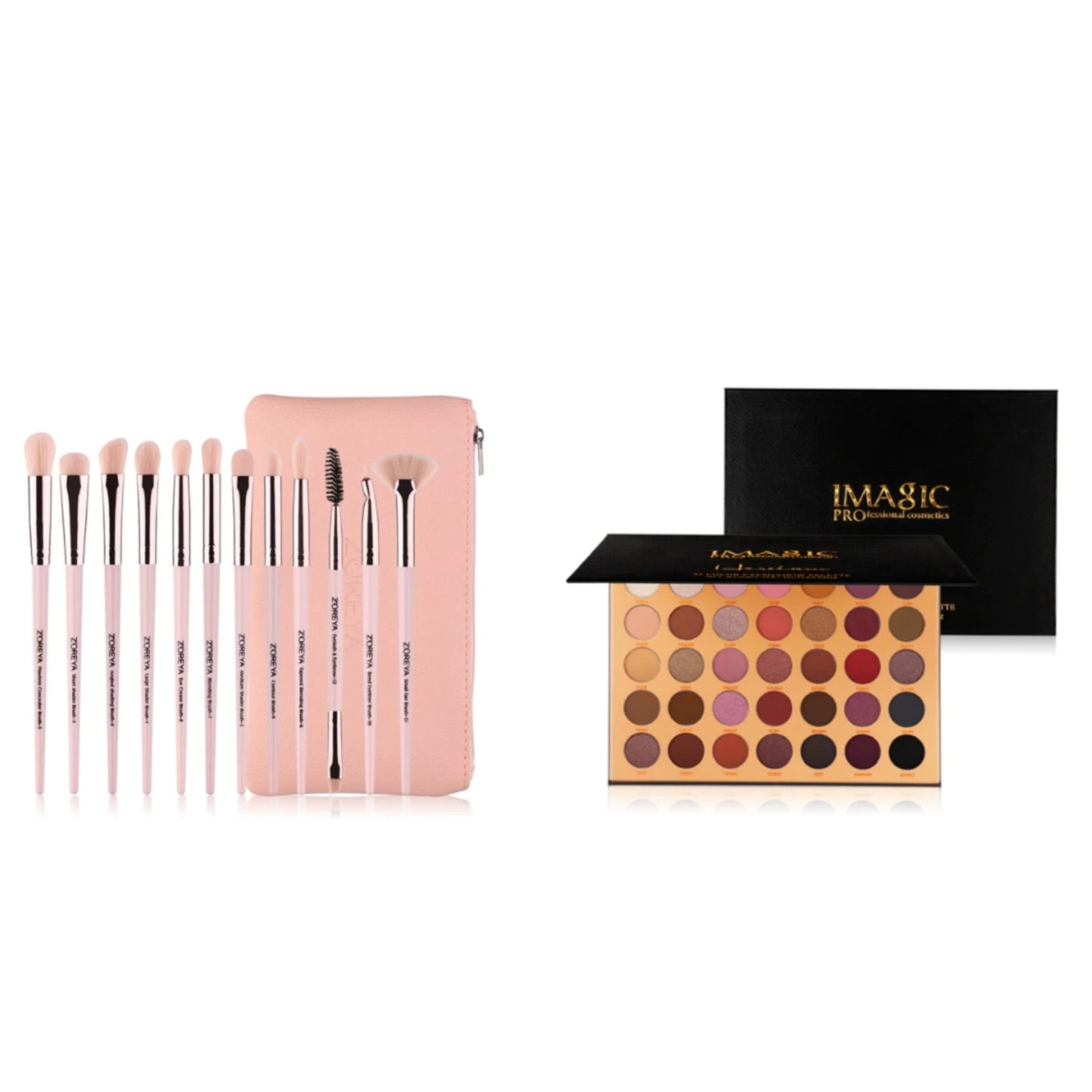 IMAGIC 35/36 Color Eyeshadow Makeup Palette + 12 pcs Z'oreya Brush Set Bundle