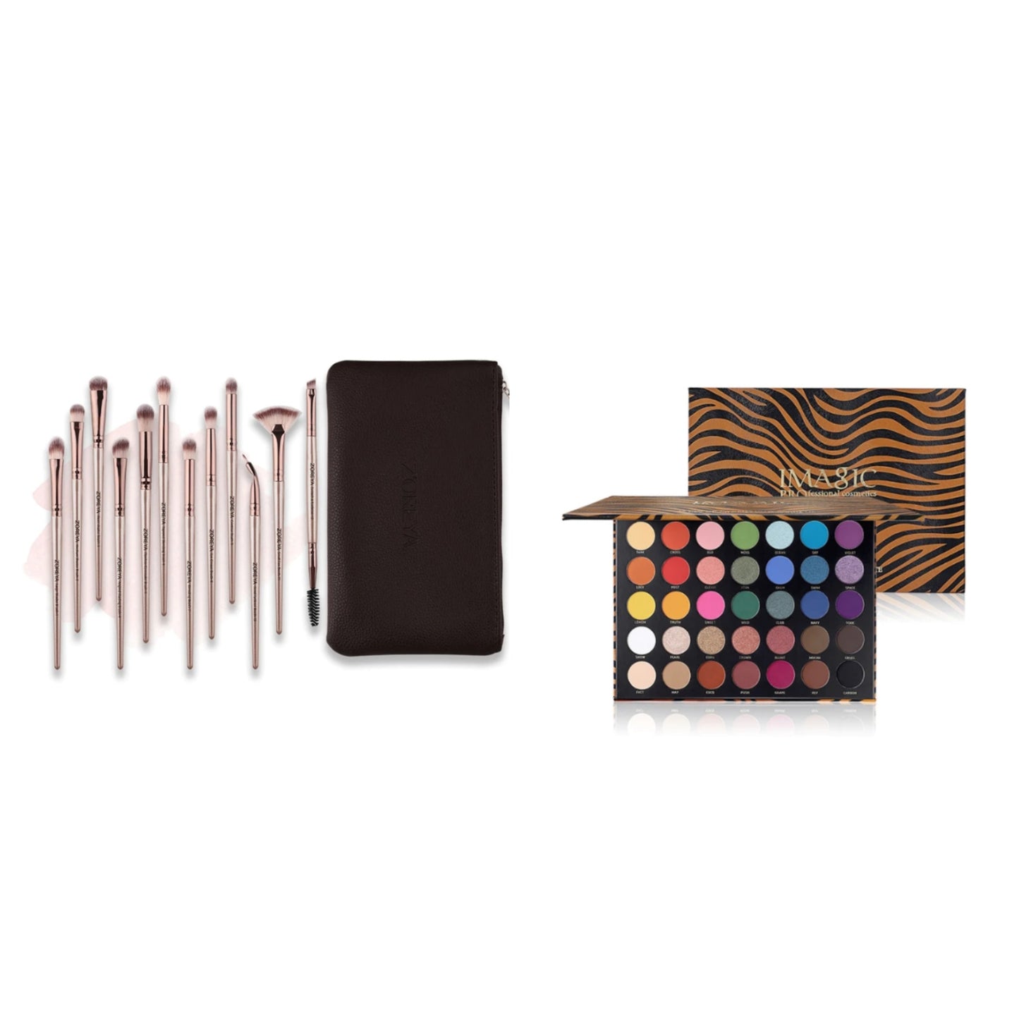 IMAGIC 35/36 Color Eyeshadow Makeup Palette + 12 pcs Z'oreya Brush Set Bundle